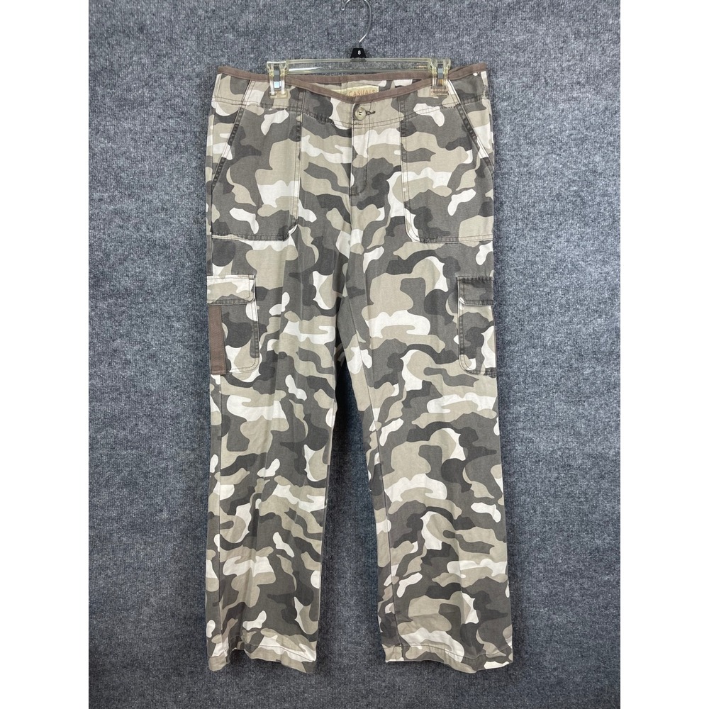 Cabelas Cargo Pants Women's 14R Camo Green Excellent Utility Straight Leg Casual